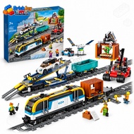 60336 Freight Train Building Blocks Set City Cargo Train Container Flatbed Truck Railway Model Brick