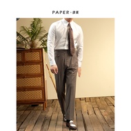 PAPER Siwan Brown Gurkha High Waist Straight Trousers Men Business Commuter Slim-fit All-match Casua