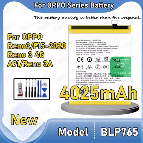BLP765 Large capacity Battery For OPPO Reno3/Reno 3 4G/A91/Reno 3A Batteries New High Quanlity+Free 