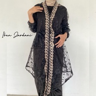 Outer Tunik Panjang Tile Bordir Mix Brukat Polos Outer Dress Gamis Panjang