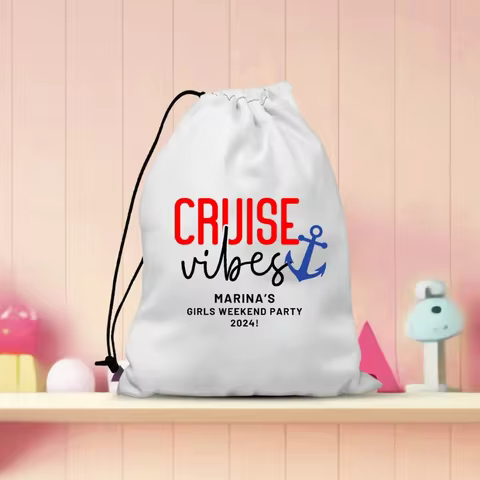 20 pcs Custom Cruise Vibes Favor Bags,Cruise Gift Bag,Cruise Vacation Bachelorette Bags,Ship Party S