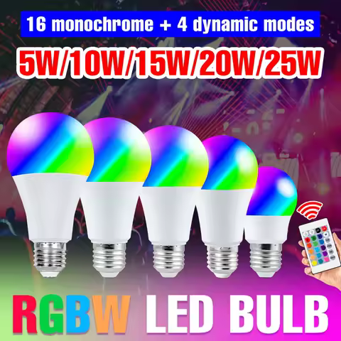 25W LED RGB Light Bulb E27/E26 Ceiling Lamp AC 220V Chandeliers 110V Smart IR Remote Control For Hom