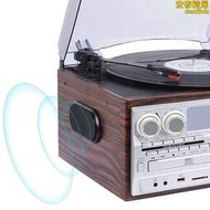 暢銷黑膠唱機lp木質黑膠電唱機留聲機復古cd機收音機磁帶