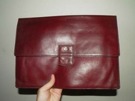 Creation Esquire 西德 德國製造 酒紅色皮革文件包 手拿包 筆電包 平板包 (二手)