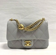 特價⭐Chanel 24p 愛心調節扣 方胖子 20cm 中號 灰色 荔枝牛皮 復古金 ‖ 25k 26c 26p lp hobo 25 bag 小號 mini 金球 雙金珠 26s