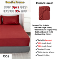 Bedsheet Cadar Single, Queen, King Plain Colour Fitted Bedsheet Sarung Katil Tilam Getah Keliling Ca