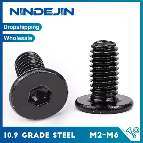 Hexagon Allen Ultra Thin Flat Head Bolt 10.9 Grade Black Plated Steel M2 M3 M4 M5 M6 M8 Hex Socket U