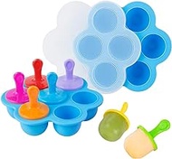 Webake Baby Food Freezer Trays with Lid, Silicone Ice Cube Popsicle Molds with 7 Ice Pop Sticks, Egg Bites Molds Set of 2 for Instant Pot Accessories 3,5,6 qt Pressure Cooker