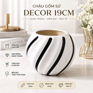Decorative Ceramic Pot Height 19cm Mouth 12cm - Ceramic Flower Pot for Flower Arrangement for Living
