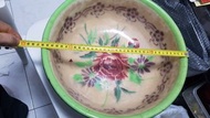 民國手繪洗手盆 36cm 古董收藏 清代民國之間 洗臉盆  可當花瓶  花盆 使用可以當魚盤 魚缸 放在露台