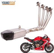 สำหรับฮอนด้า CBR650F CB650R CB650F CBR650R 2014-2023 ส่วนล่างของรถจักรยานยนต์ปรับเปลี่ยนระบบไอเสียทั้งหมดก่อนที่จะเชื่อมต่อท่อลดเสียงสแตนเลสคาว ใต้ท้อง CBR 650F CB 650R CB 650F CBR 650R