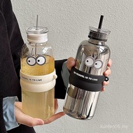 Muhan Girls High-value Straw Cup Office Water Cup Office Coffee Cup Car Cup High Borosilicate Glass 