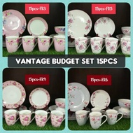 Set pinggan bajet🔥VANTAGE BUDGET DINNERSET 15PCS PROMO VANTAGE OKTNOV2022 - roseberry - pink oleande