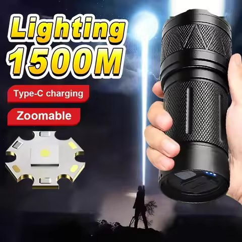 2025 New 5000mAh White Laser Flashlights 1000000LM Ultra Powerful Flashlight Zoom USB Rechargeable L