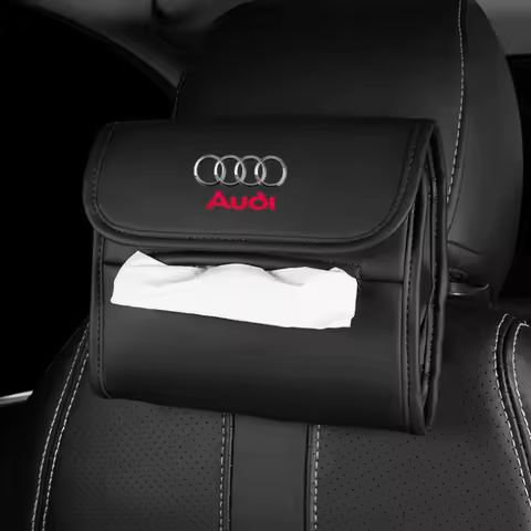 1Pcs Car Leather Hanging Tissue Box Seat Back Napkin Paper Storage Bag For Audi Q2 Q3 Q3 Q4 Q5 Q6 Q7