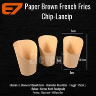 Brown Kraft Paper Fries Cup - Fries Box, Packaging FriedKentang - 10 pcs