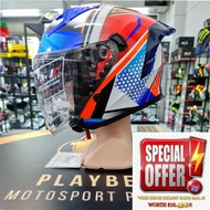 TRAX TZ301 GRAPHIC FLOU RED BLUE G6 HELMET W FREE HELMET SLINGBAG