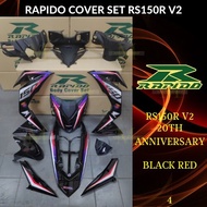 RAPIDO COVER SET RS150R/RS150 V2 V3 20TH ANNIVERSARY (4) BLACK/RED (STICKER TANAM/AIRBRUSH) COVERSET