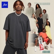 305gsm small neckline t shirt plus size 100% cotton oversized heavyweight  american street solid col