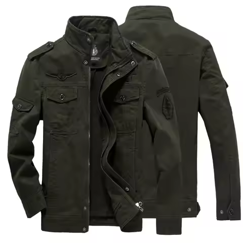 Lynjacye Size M-6XL Mens Field Jacket Army Military Style Jacket Windbreaker Bomber Coat Military Me