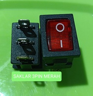 ROCKER SWITCH 3PIN 3 PIN 3 KAKI SAKLAR ON OFF 3 PIN MERAH LED COLOUR