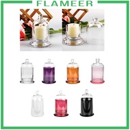 [Flameer] Cloche Candle Holder Cover Candle Jar Cup Glass Cloche Dome with Base for Plants Dessert