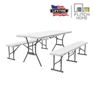 Lifetime 6 FT Fold in Half Table with Bench Combo Set