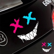 [Foundation peeling stamp] BLUE PINK SMILE FACE. Motorcycle, OTO, Vespa sticker Decal. Electric vehi