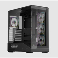 1ST PLAYER GM7 Black White Silver ATX Gaming Casing 4 ARGB Fans Tempered Glass
