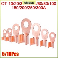 THISEPH 5/10Pcs OT Wire Nose Terminal Crimp, Bolt Hole 10A-400A OT Cable Connector Kit, Durable 1.5-