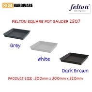 FELTON SQUARE FLOWER SAUCER 2507 - WHITE / DARK BROWN / GREY PINGGAN PASU BUNGA 2507 (XL SIZE) *
