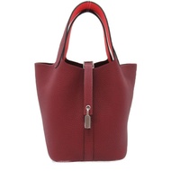 HERMES Picotin Lock PM 手提包 eclat W Taurillon Clemence 皮革 紅色 SHW 二手