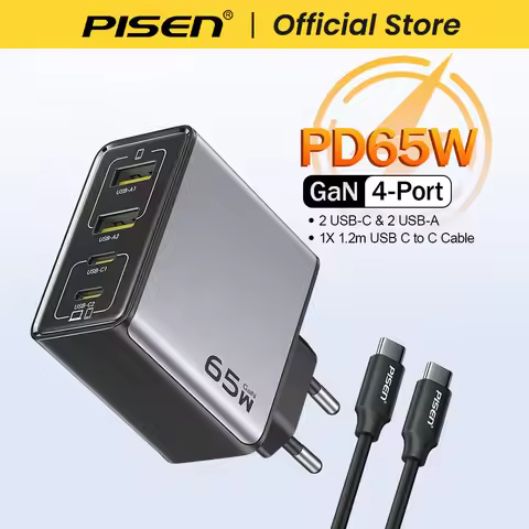 PISEN 65W GaN Charger Type C PD Charger 4-Port USB-A/C Charger PD3.0 QC4.0 PPS Portable Fast Charger