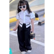 School uniforms, school suits, stylized loose long pants, stylish MIU stone-pressed white shirt for 
