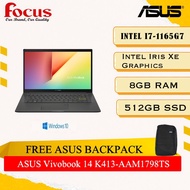 Asus Vivobook 14 K413E-AAM1798TS I7-1165G7/ 8GB RAM/ 512GB M.2/ IRIS XE GRAPHICS/ FIGNERPRINT/ 14"FHD/ W10