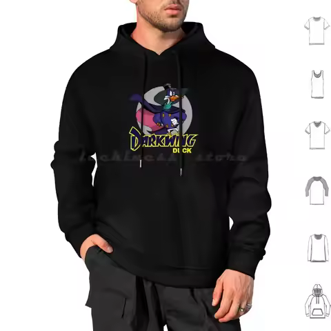 Duck Darkwing Hoodies Long Sleeve Dark Wing Duck Darkwing Cartoon Bat Super Cross Fun Minimalistic B