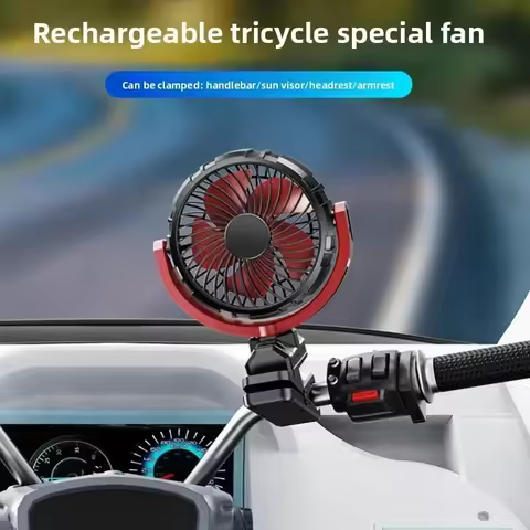Car Fan 5V USB Clip on Sun Visor Fan for Front/Rear Seat 2000mAh Rechargeable Battery Powered Quiet 