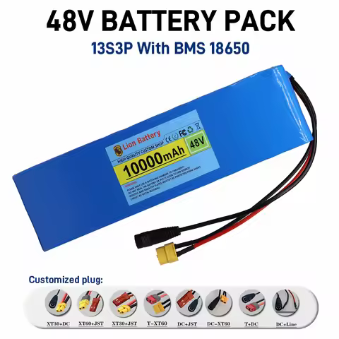 High Power 18650 48V 13S3P 10000mAh Battery Electric Vehicle Electric Motorcycle DIY Battery with BM