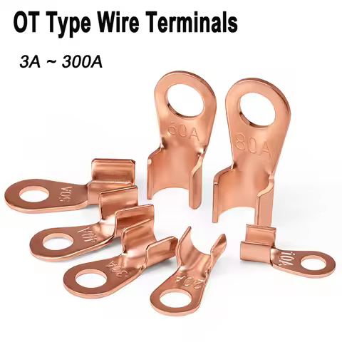 10/50pcs OT Terminal OT3A ~ OT300A Wire Terminals Electrical Copper Bare Battery Lug Ring Crimp Non-