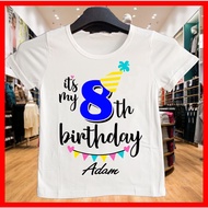 Boy Birthday 8th, 9th, 10th, 11th, 12th, 13th T Shirt / Tulis Nama Free / Cetak Baju Harijadi untuk 