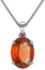 Hessonite Garnet Stone Silver Plated Pendant 7.25 Ratti Original and Certified by WTGTL Natural Gome