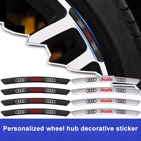 Aluminum Car Wheel Hub Rims Decor 3D Stickers Badge Emblem For Audi A4 A3 A5 A6 A7 A8 Q3 Q5 Q6 Q7 Q8