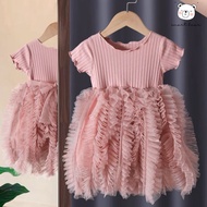 [1-7 Years] Veil Dress Baby Girl Pink Baju Baby Girl Gaun Budak Perempuan Black Princess Dresses For