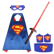 ชุดการแสดงวันเด็ก Super Hero Superman ผ้าคลุมกันชีวิตสำหรับเด็กชาย เครื่องมือการแสดงของเล่น ชุดการแส