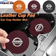 Nissan Fiber Leather Car Cup Holder Pad Noise-Reduction Cup Mat For Navara Almera Livina Kicks e-pow