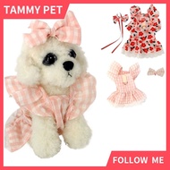 Pet dress flower pattern pleated edge windproof pet vest puppy flying sleeve skirt