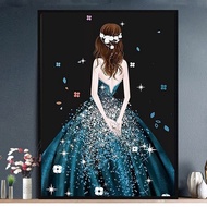 Girl's Round Diamond Painting Wedding Dress Diamond Stickers Cross Stitch Line Embroidery 2020 New Style Living Room Diamond Embroidery Character Wedding Small Pieces beads painting