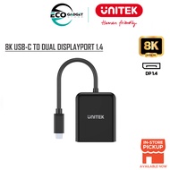 UNITEK USB-C to Dual DP1.4 8K Adapter with MS 8K@60Hz or 4K@120Hz / MST at dual 5K@60Hz / HDCP 2.2)