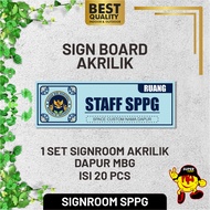 SPPG Kitchen Signroom 1 set of 20 pcs 10 x 30 cm MBG kitchen room board/ Acrylic Kitchen Room Name/