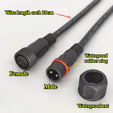 2P 3 4 5 6P Pin 0.3/0.5/0.75/1.0/1.5/2.5square Waterproof Male Female Cable Conn Plug Butt Extension